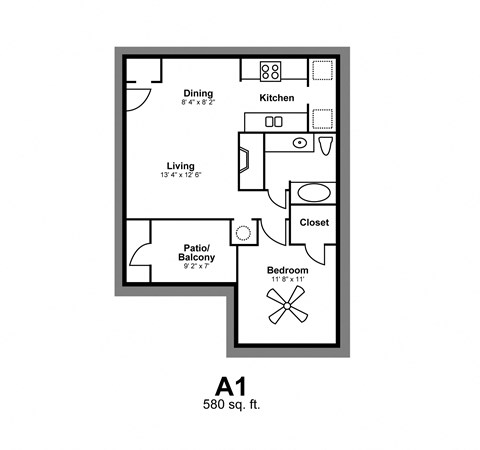 Floor Plan A1 at Vista Crossing Apartments in San Antonio, TX